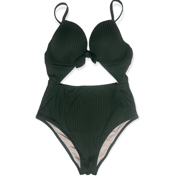 Shade & Shore Other - Shade & Shore Women's Forest Green Cut Out High Waist Swimsuit Sz 38C